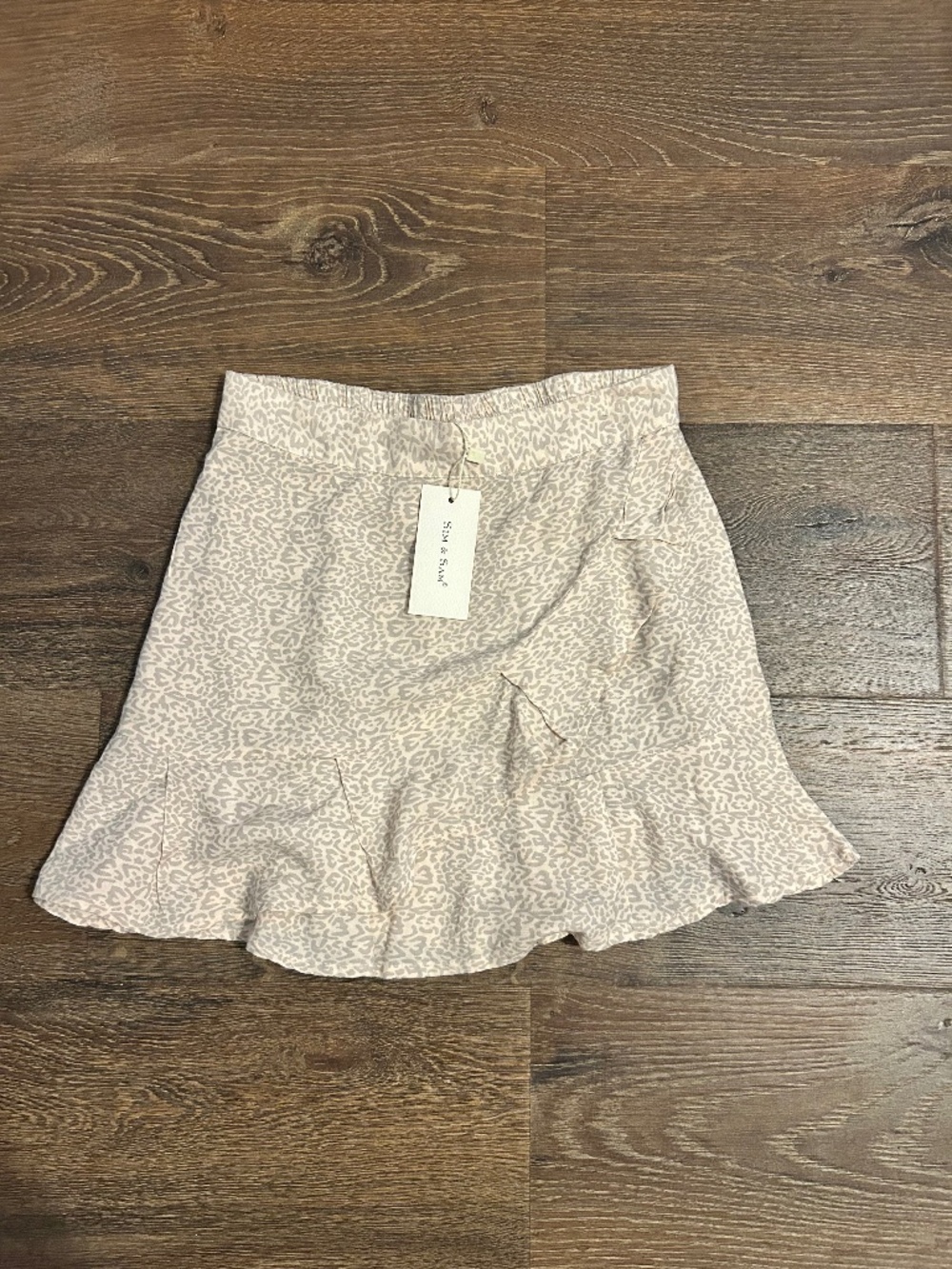 Sim & Sam Boutique Pink Leopard Print Faux Wrap Skirt